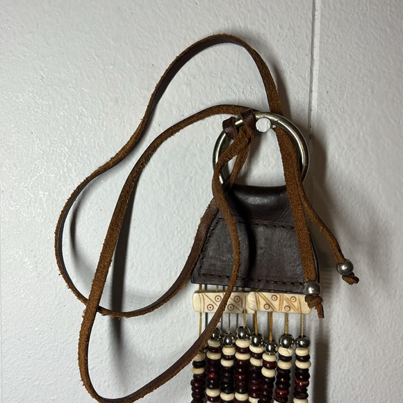 Leather Vintage Beaded Ivory Boho Belt - Picture 14 of 17